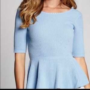 Guess light blue peplum top size XS